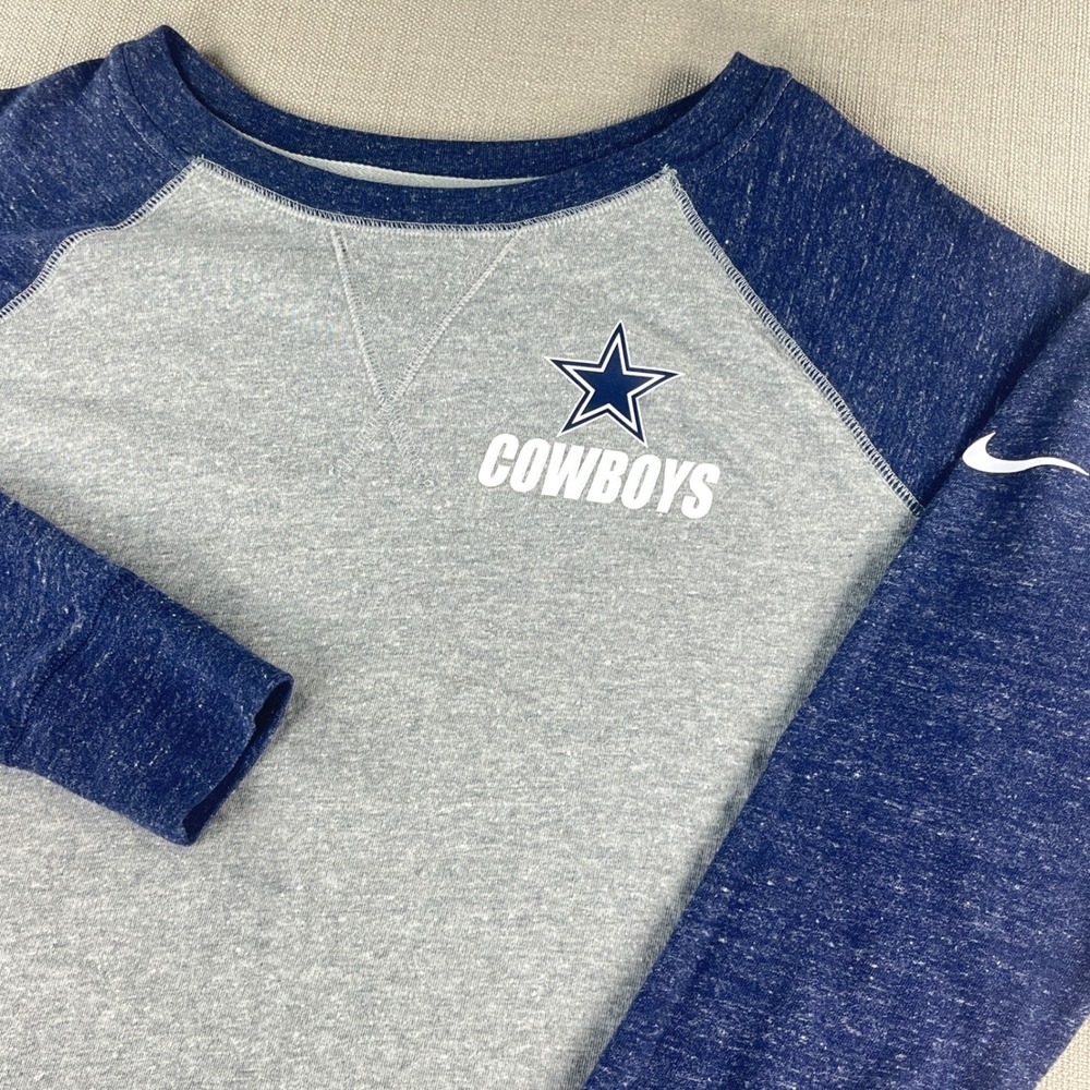 Nike Dallas Cowboys Sweatshirt Womens L Gray Blue Raglan NFL Pullover 574526